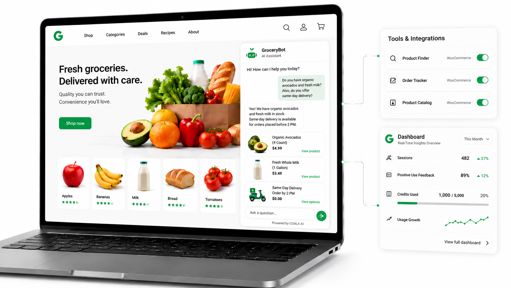 Coala WebAssist chat widget on a WooCommerce store